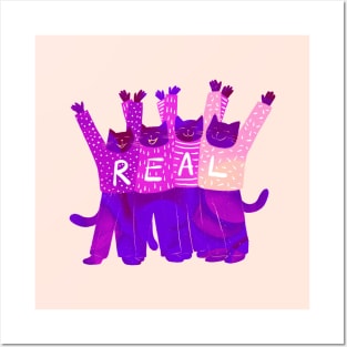 The four positive purple cats keep it REAL Posters and Art